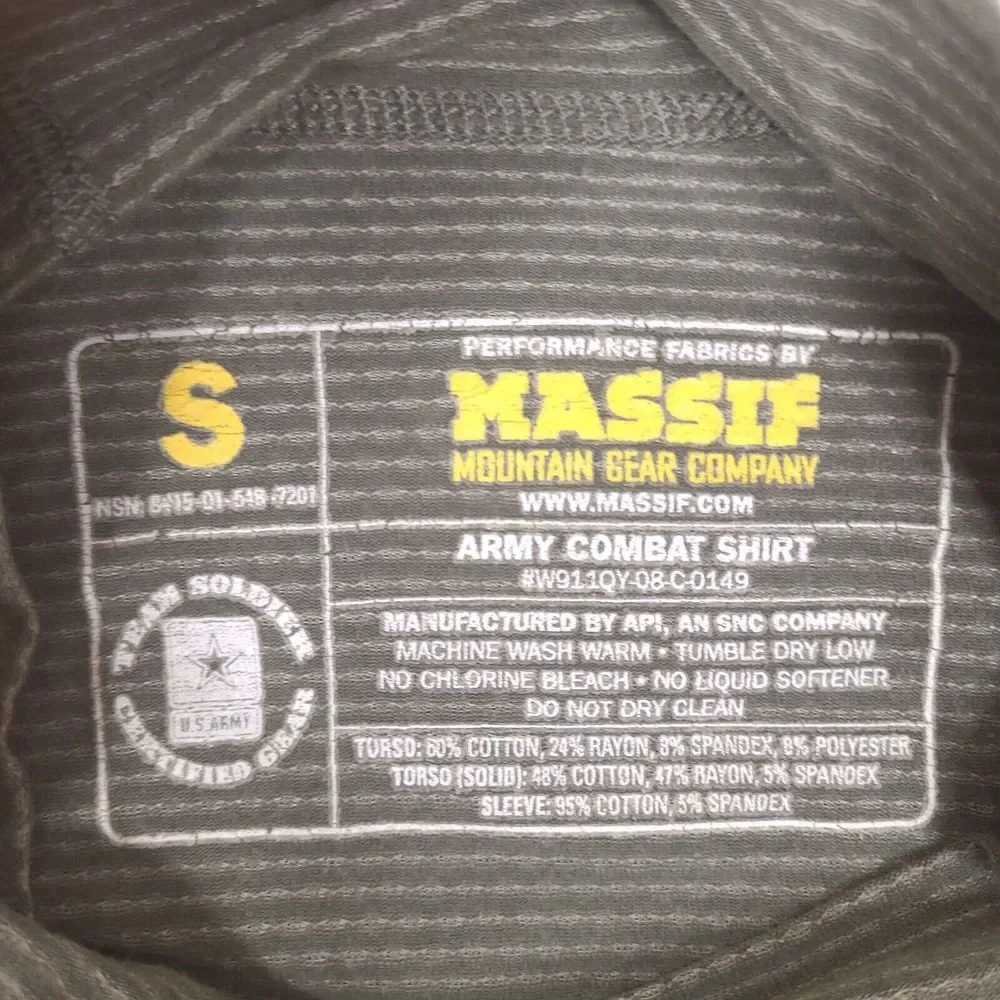 Massif Army Combat Shirt Mens Small Long‎ Sleeve Mock Neck Digital Camo US Army